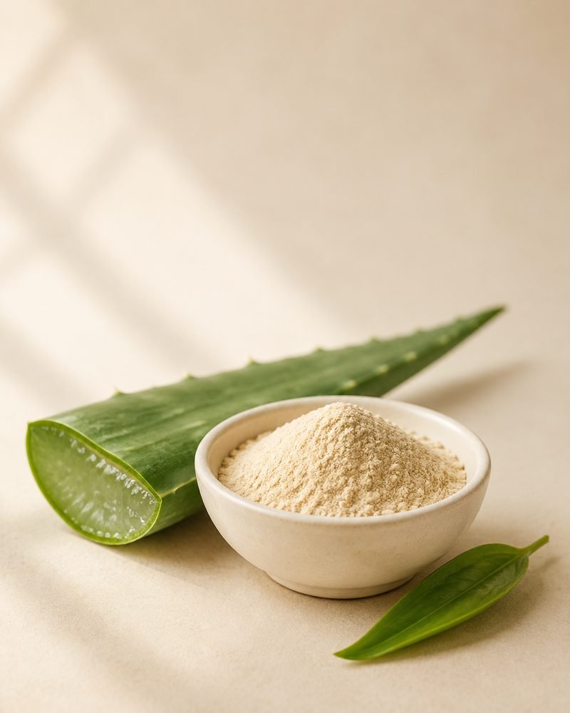 Aloe Vera Dry Extract 8:1: extract powder with the raw Aloe barbadensis botanical